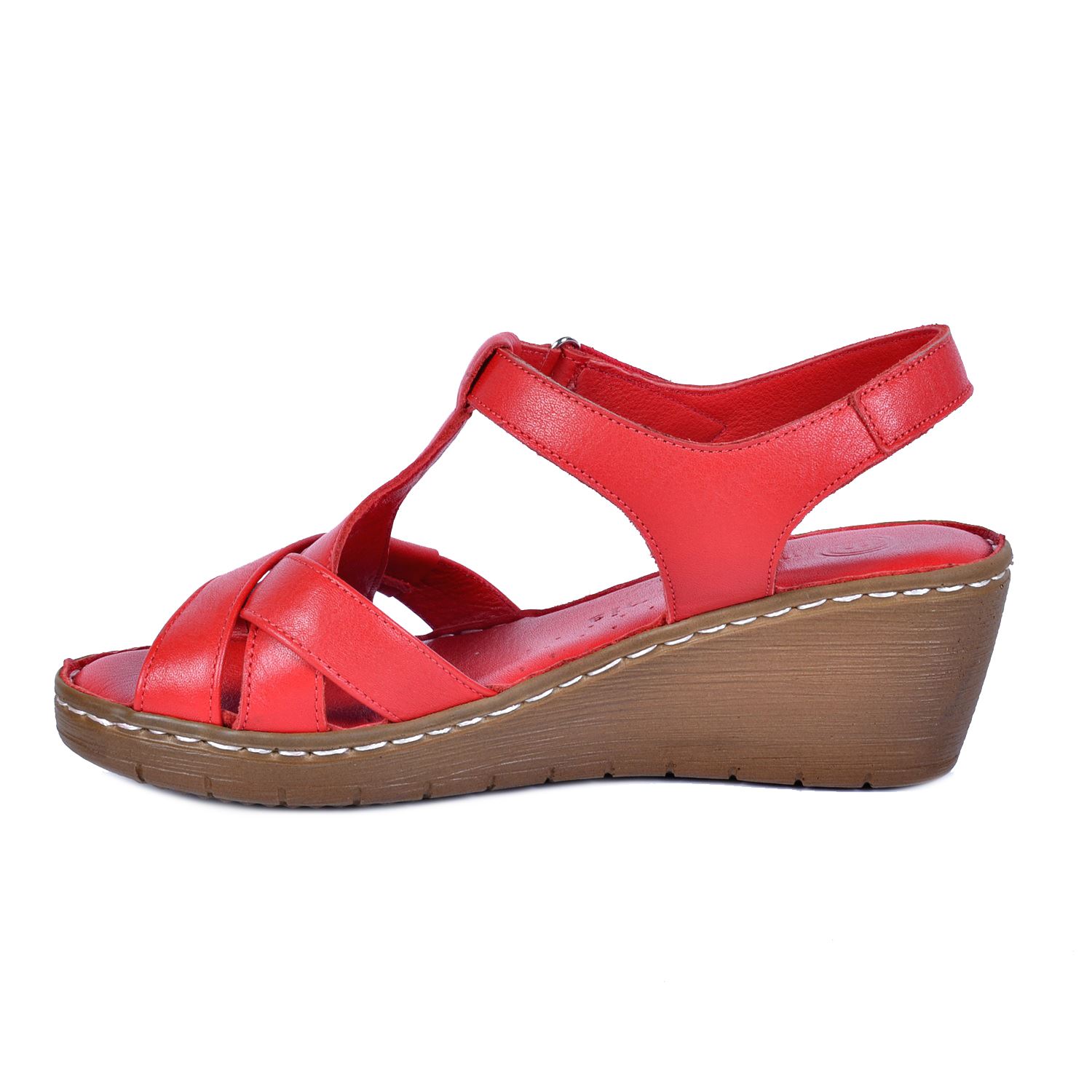 Kırmızı Kadın Deri Sandalet 1300