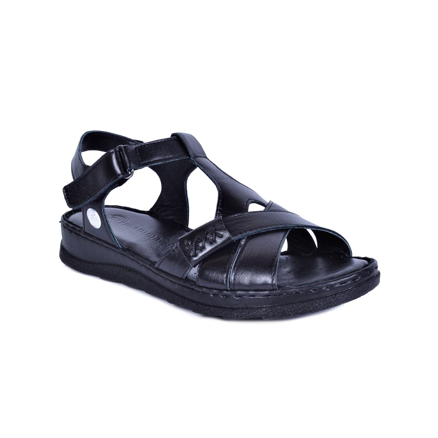 Mammamia D22YS-1145 Siyah Kadın Deri Sandalet