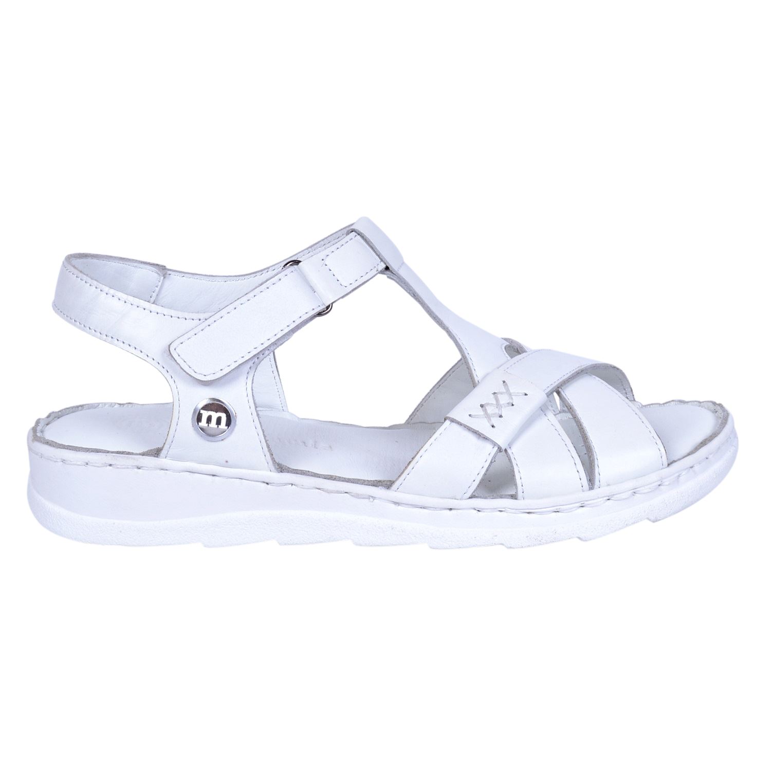 Mammamia D22YS-1145 Beyaz Kadın Deri Sandalet