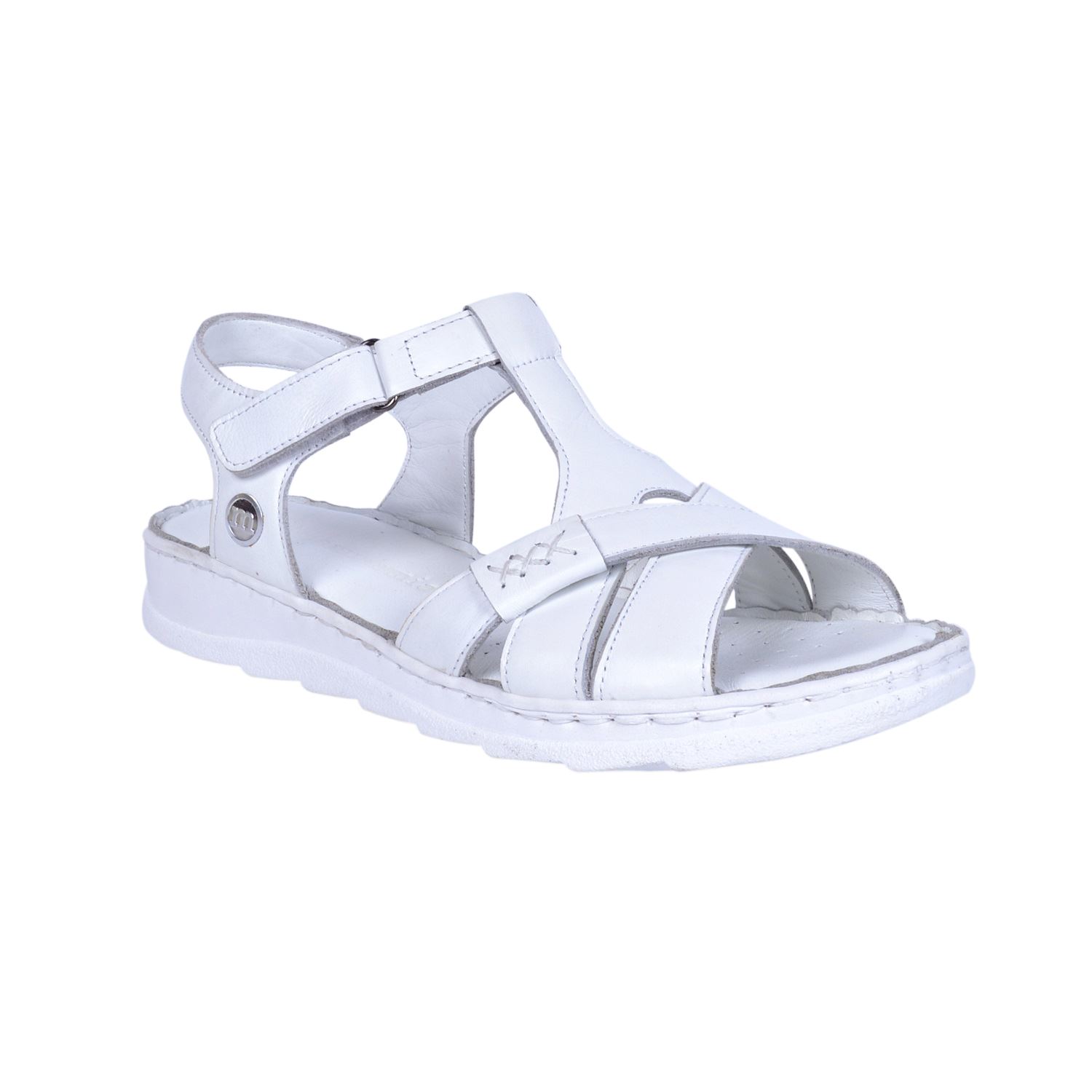 Mammamia D22YS-1145 Beyaz Kadın Deri Sandalet