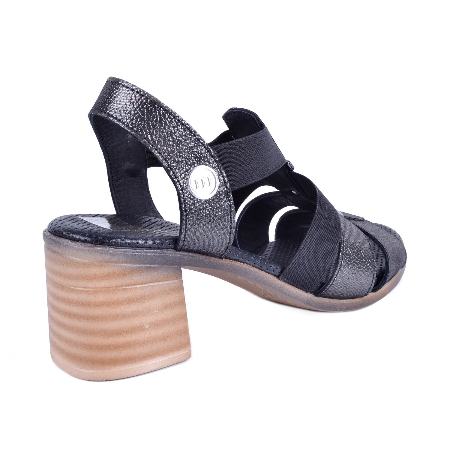 Mammamia D22YS-1370 Koyu Gri Kadın Deri Sandalet