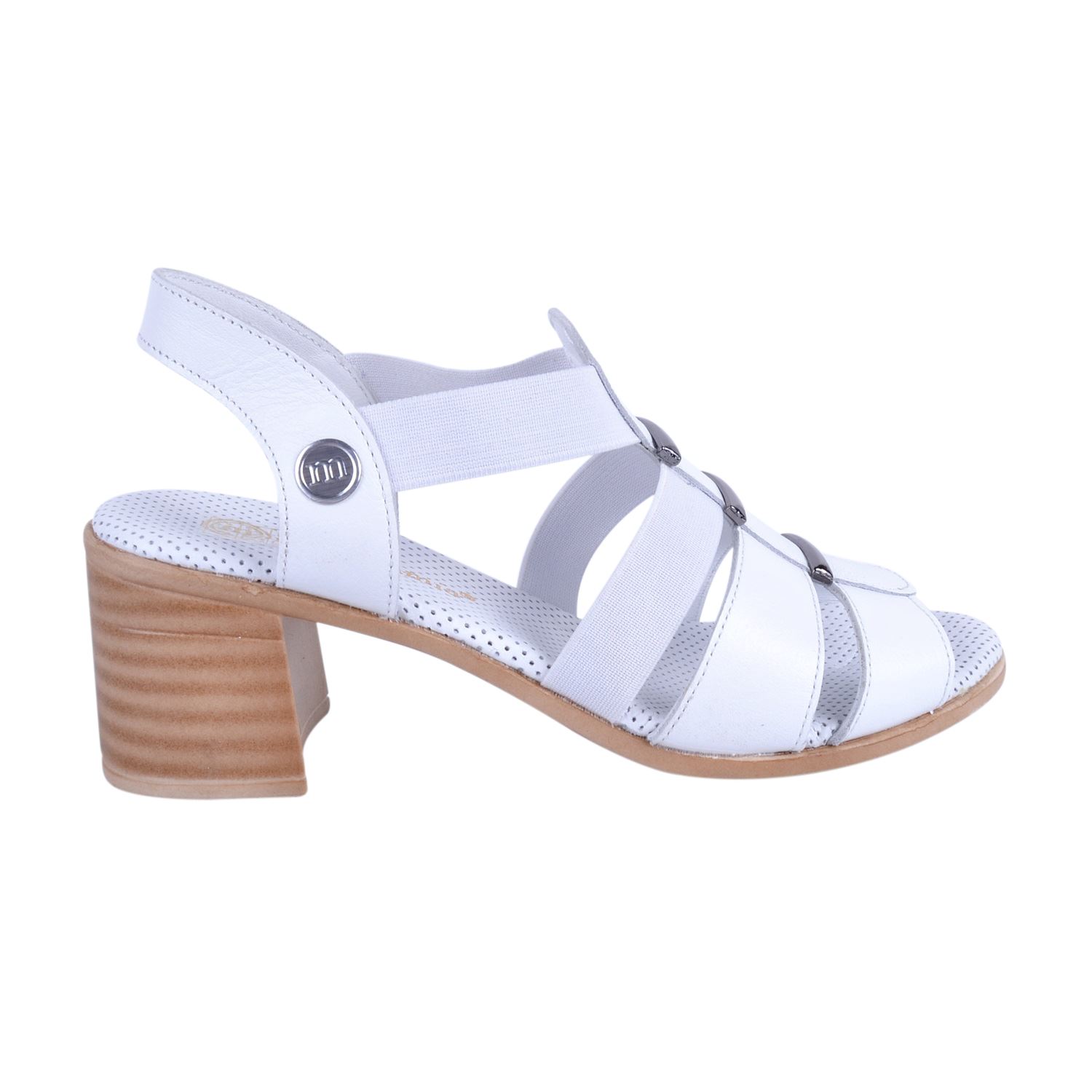 Mammamia D22YS-1370 Beyaz Kadın Deri Sandalet