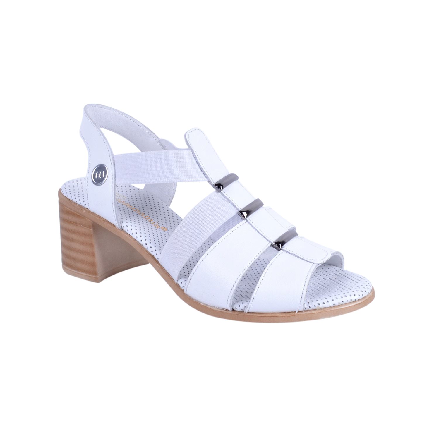 Mammamia D22YS-1370 Beyaz Kadın Deri Sandalet