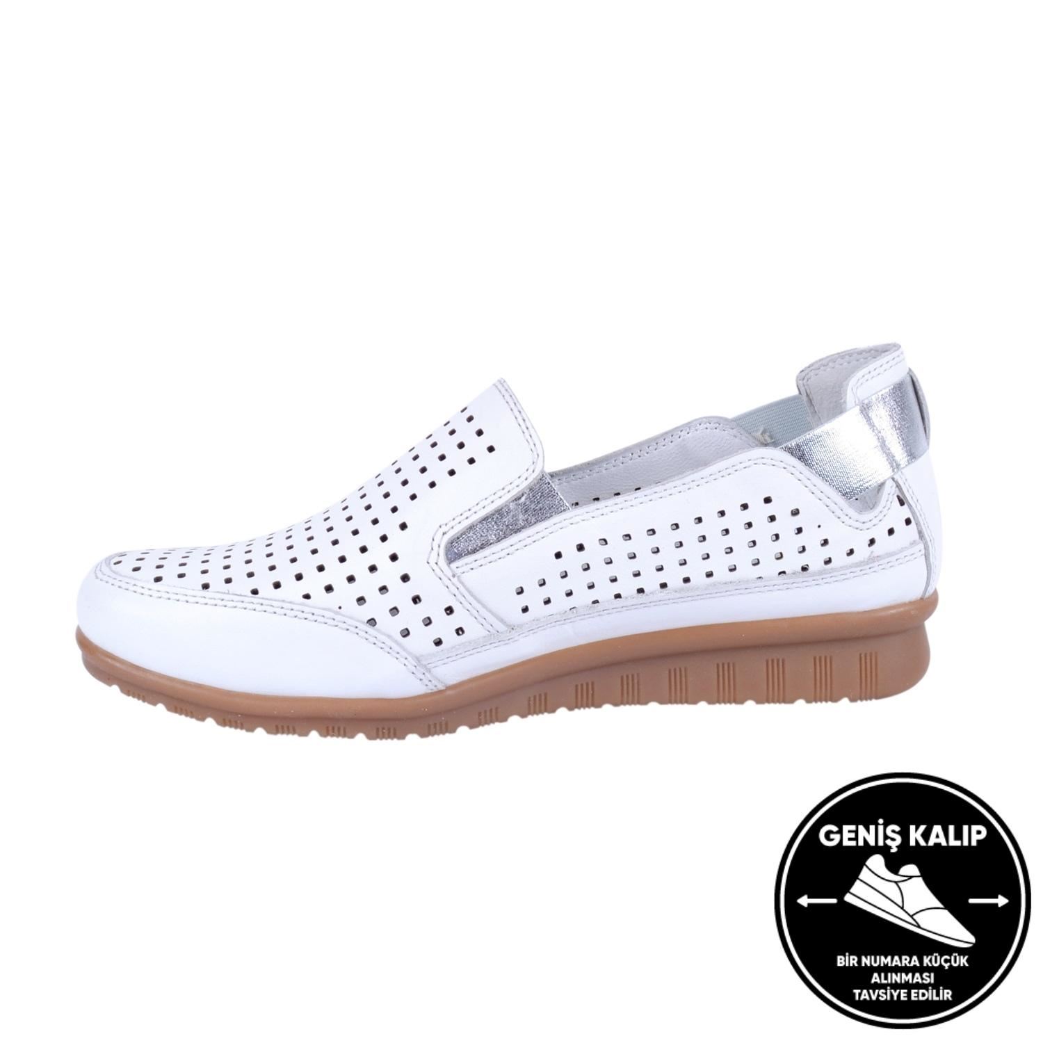 Mammamia D22YA-320 Beyaz Kadın Deri Ayakkabı