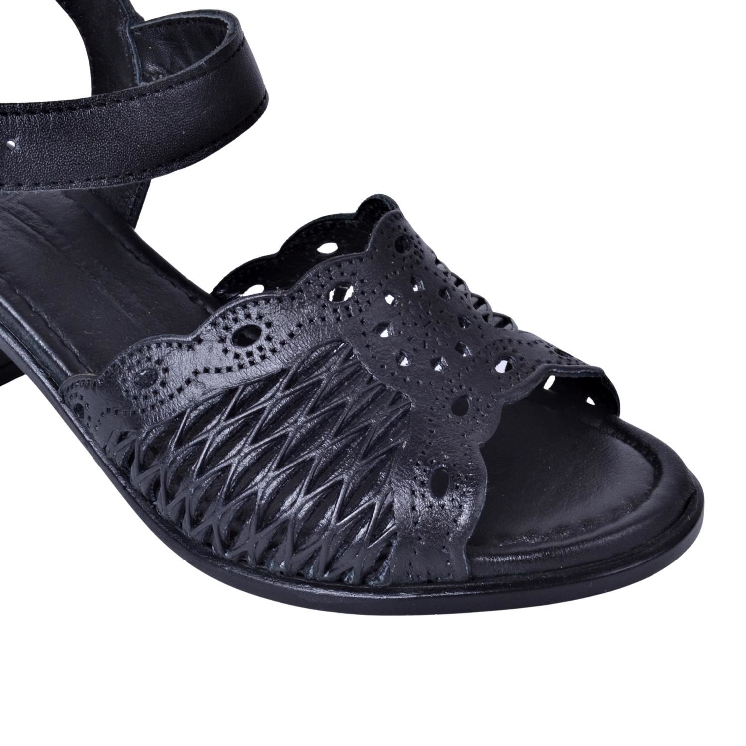 Mammamia D22YS-1305 Siyah Deri Sandalet