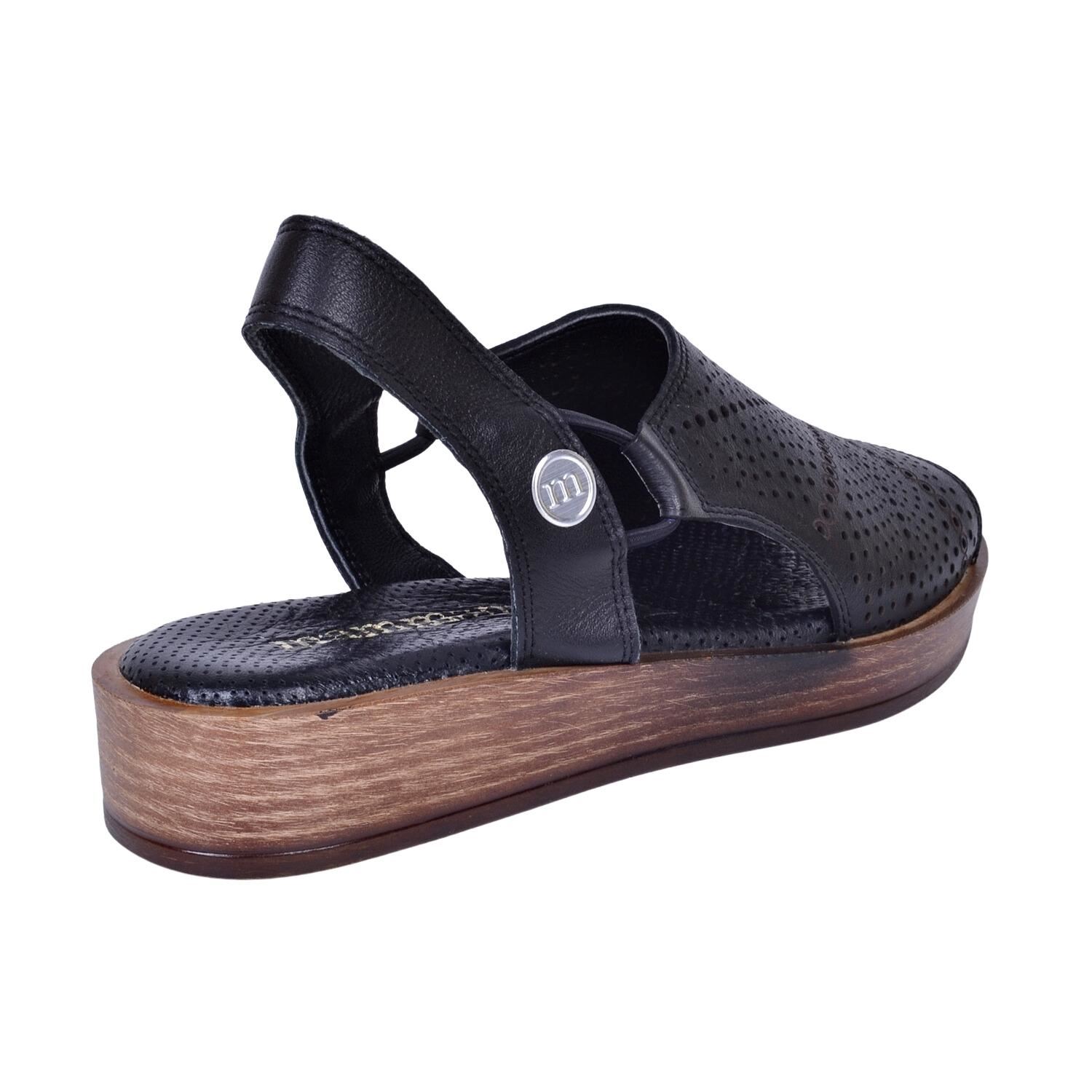 Mammamia D23YS-1400 Deri Siyah Kadın Sandalet