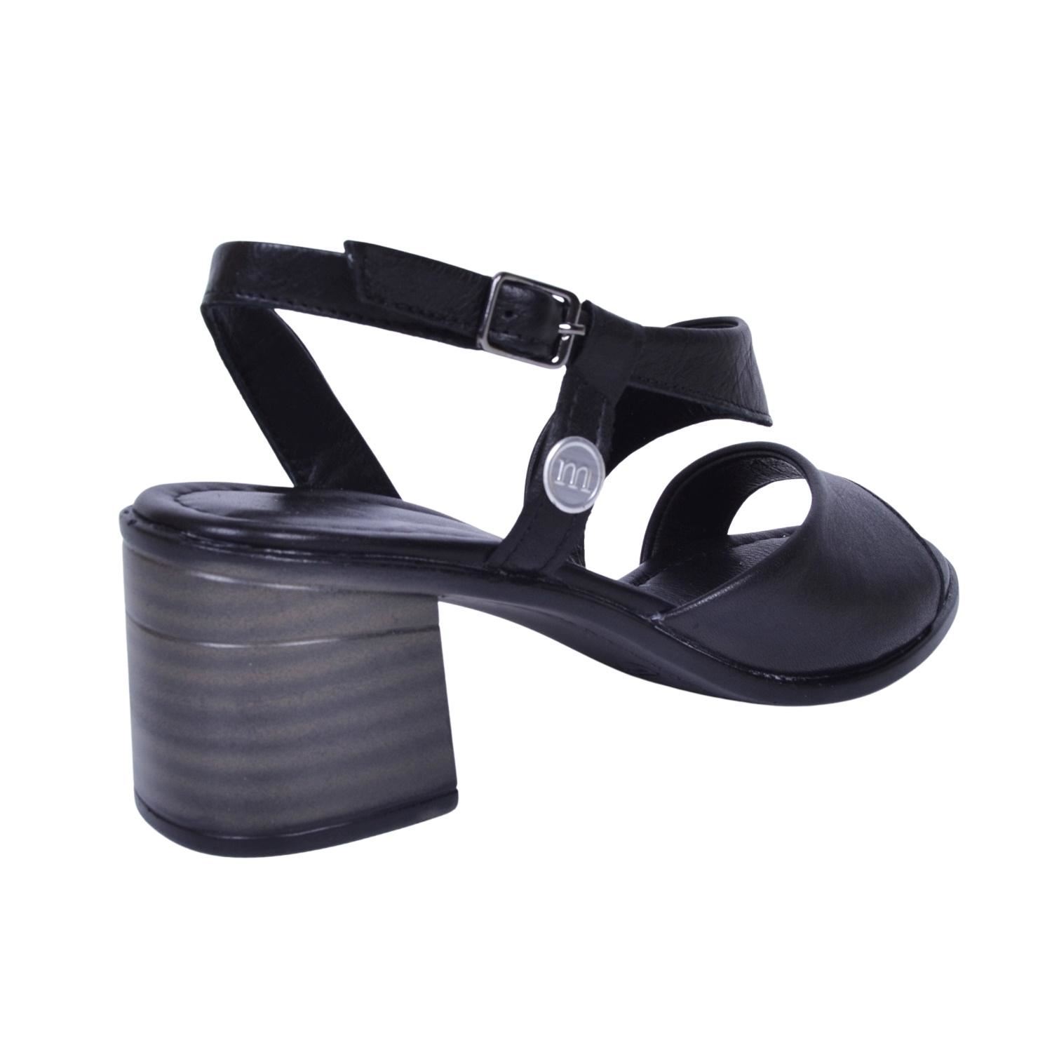 Mammamia D23YS-1320 Deri Siyah Kadın Sandalet