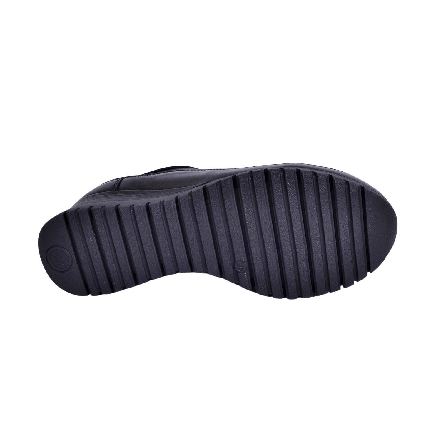 Mammamia D23YA-3725 Dolgu Topuk Kadın Siyah Deri Ayakkabı