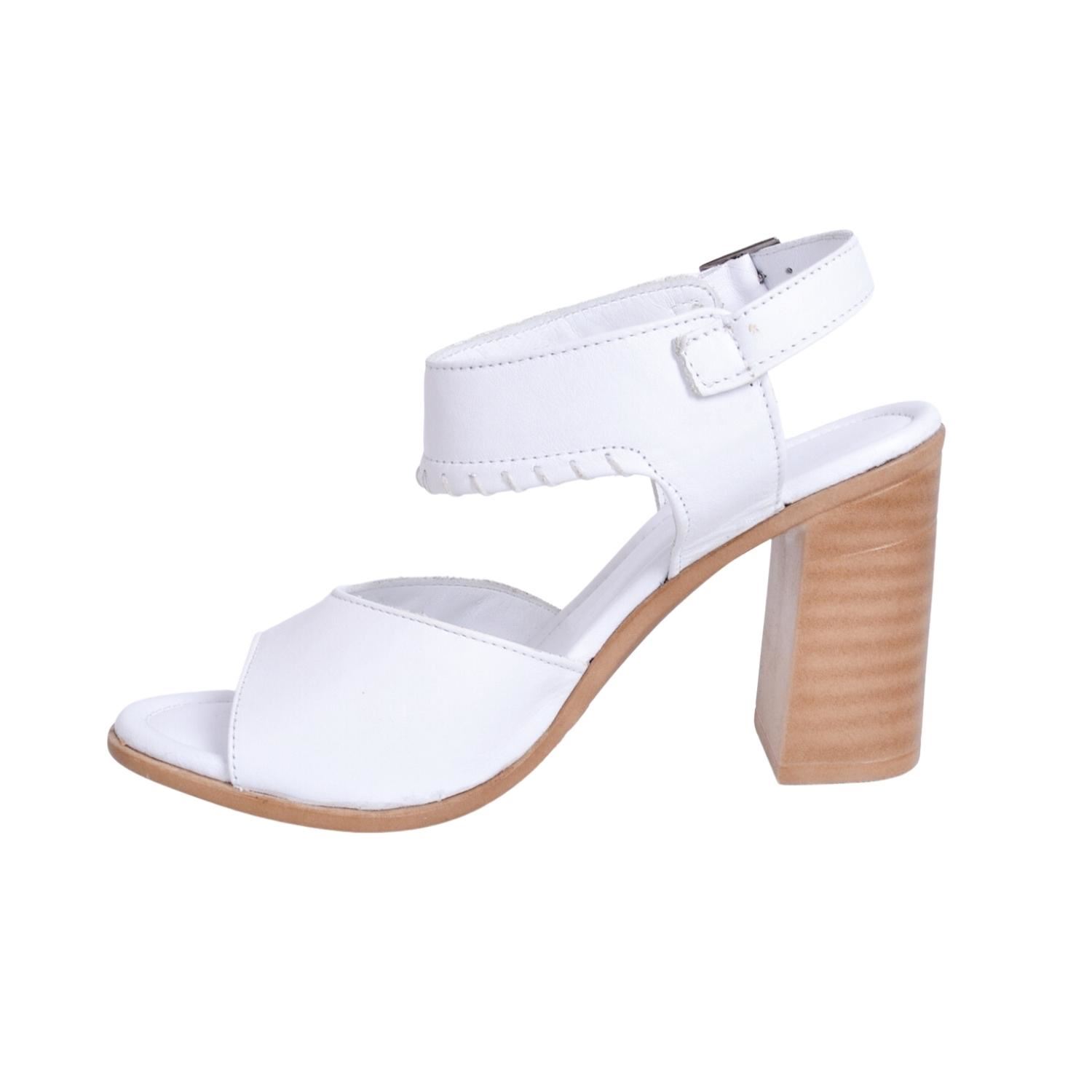 Mammamia D23YS-1300 Kadın Beyaz Deri Sandalet