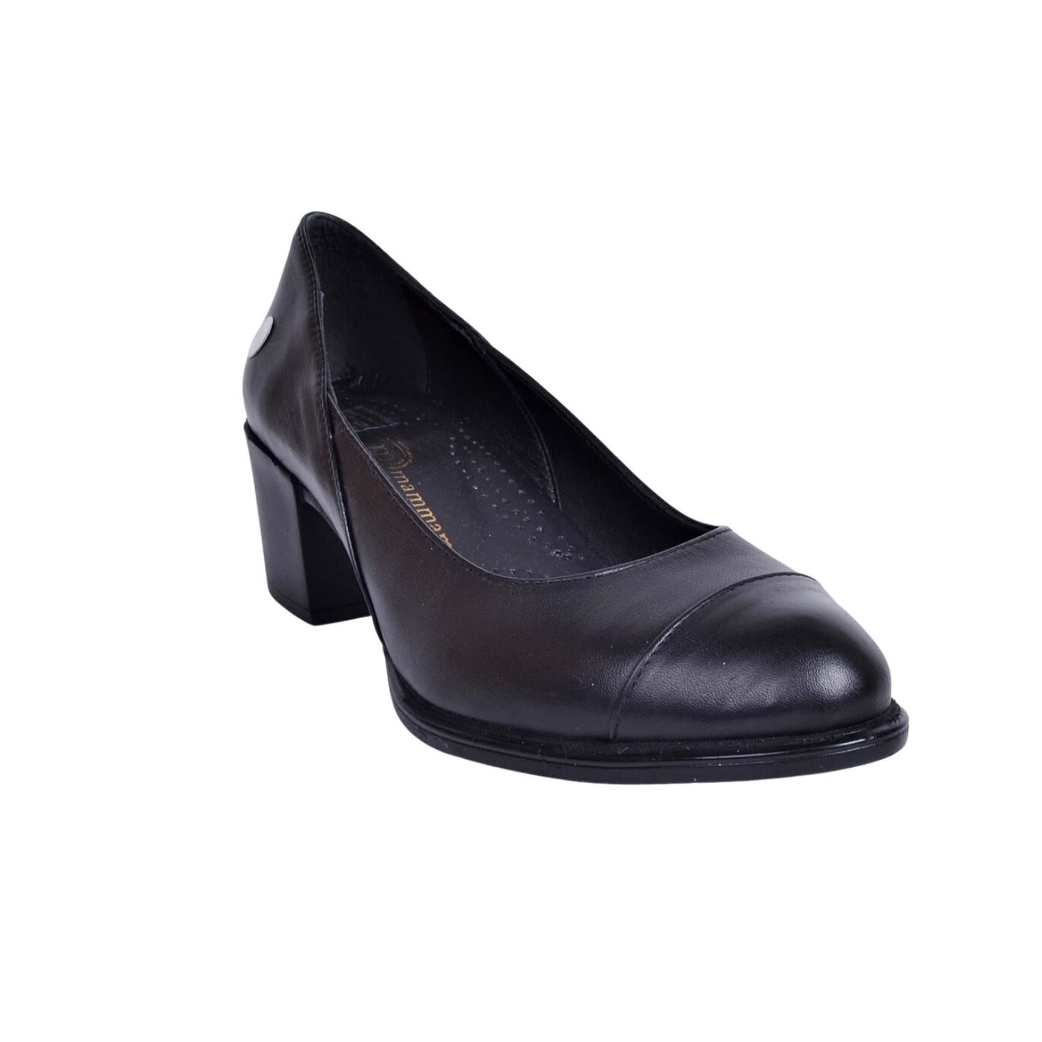 Mammamia D23YA-340 Deri Siyah Topuklu Ayakkabı