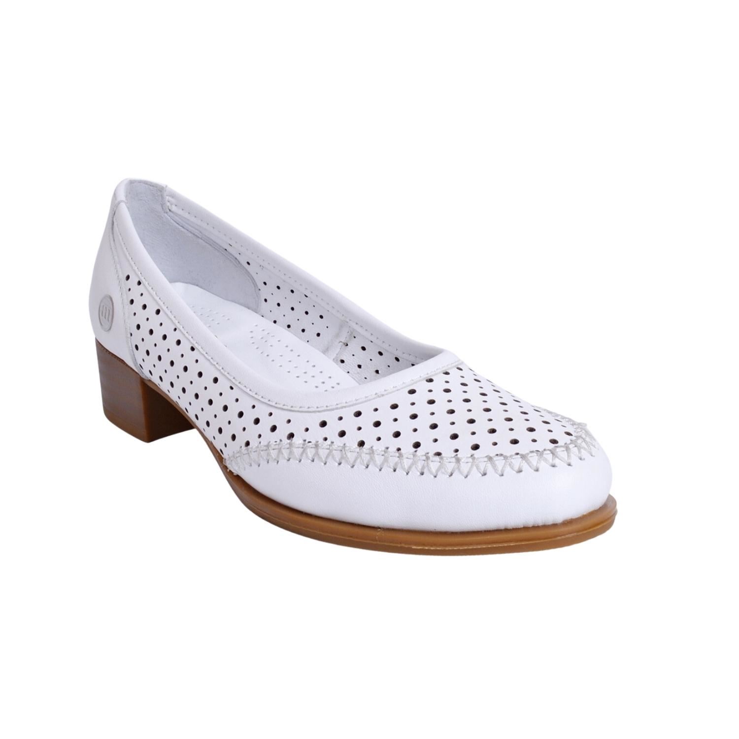 Mammamia D23YA-420 Deri Beyaz Topuklu Ayakkabı