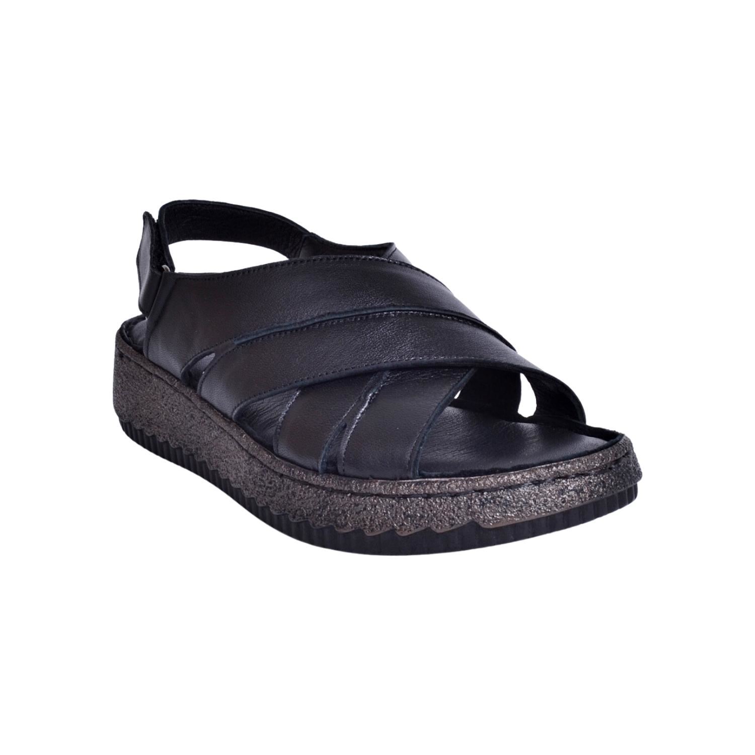 Mammamia D23YS-1120 Kadın Siyah Deri Sandalet