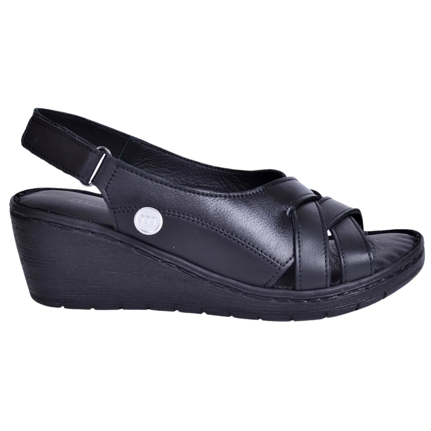 Mammamia D23YS-1050 Kadın Siyah Deri Sandalet
