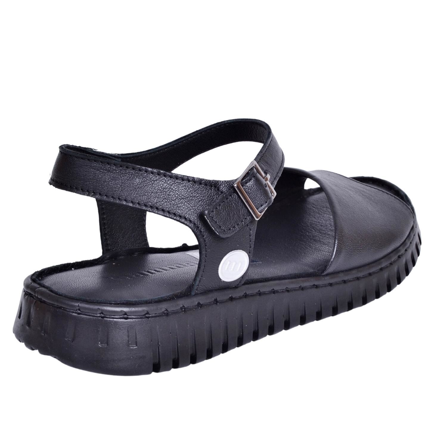 Mammamia D23YS-1130 Kadın Siyah Deri Sandalet