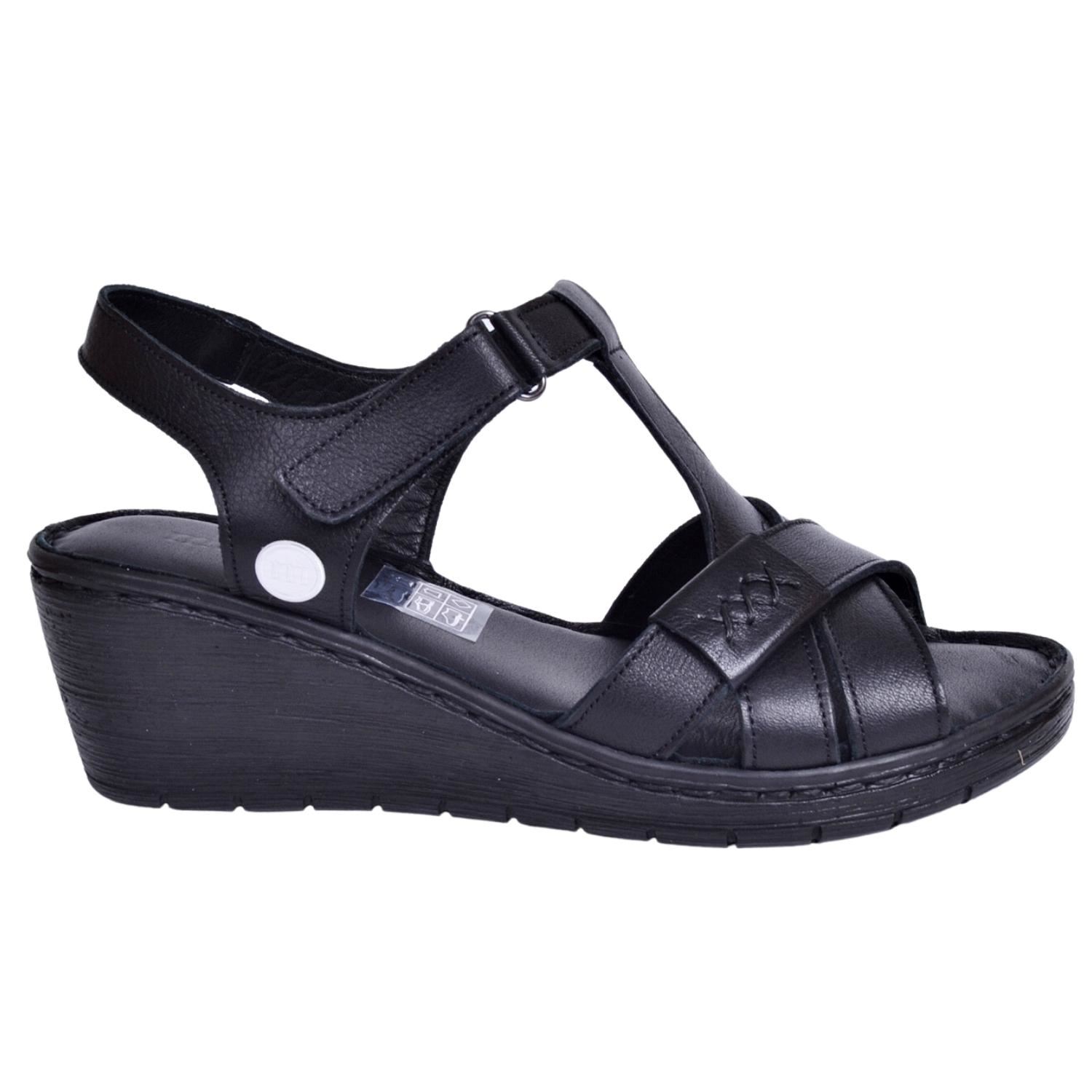 Mammamia D23YS-1045 Kadın Siyah Deri Sandalet