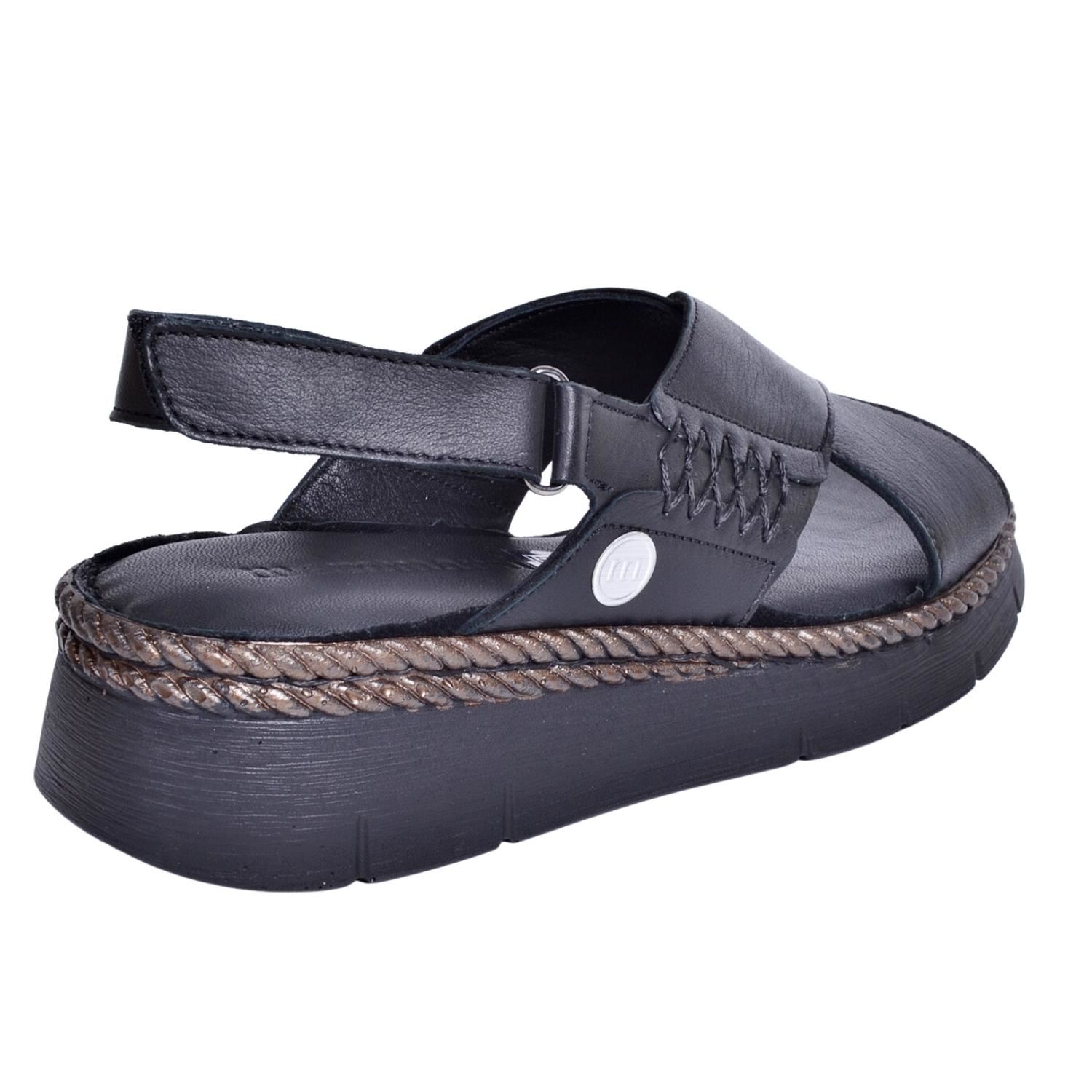 Mammamia D23YS-1200 Kadın Siyah Deri Sandalet
