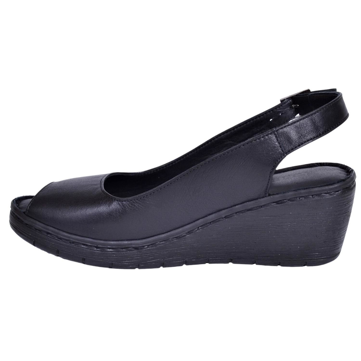 Mammamia D23YS-1115 Kadın Siyah Deri Sandalet