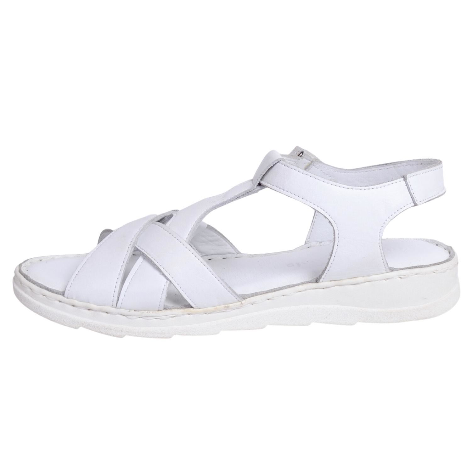 Mammamia D22YS-1145 Kadın Beyaz Deri Sandalet