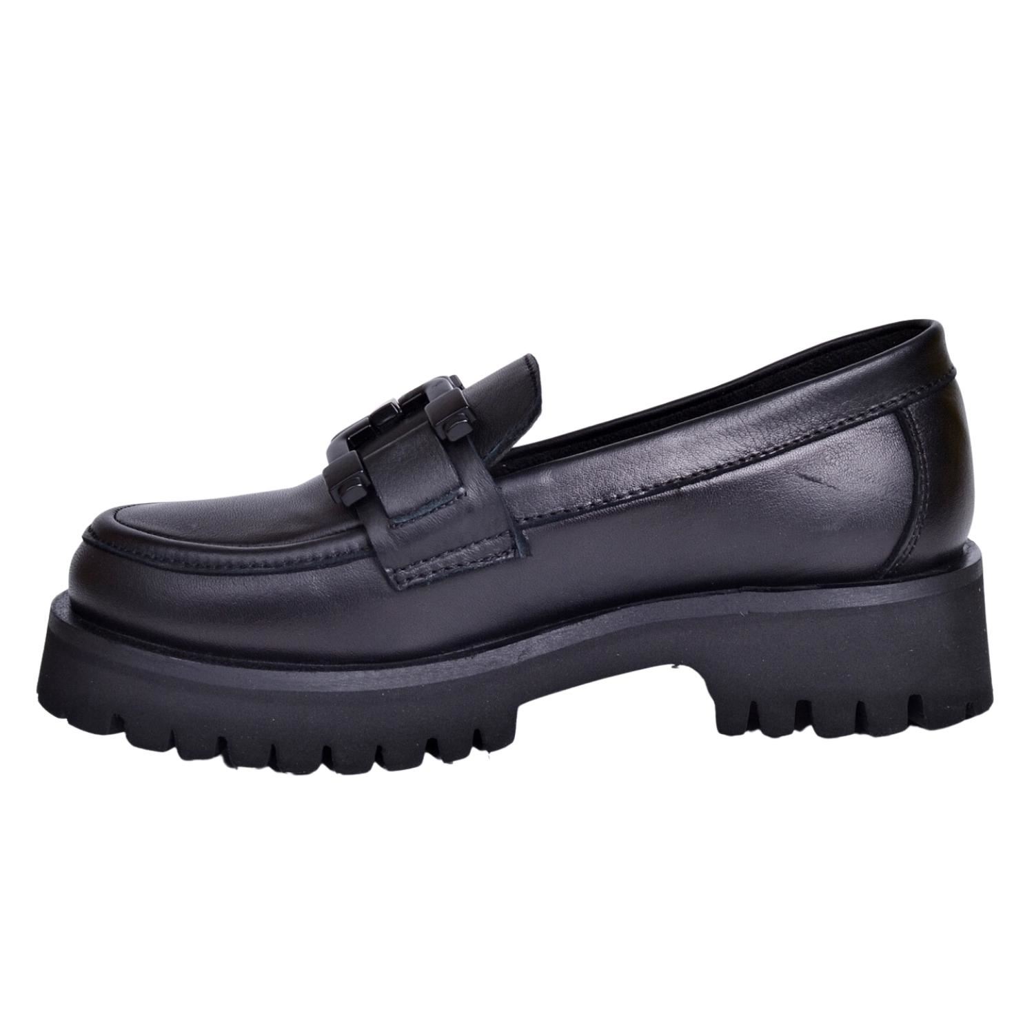 Mammamia D23KA-6185 Kadın Siyah Deri Ayakkabı