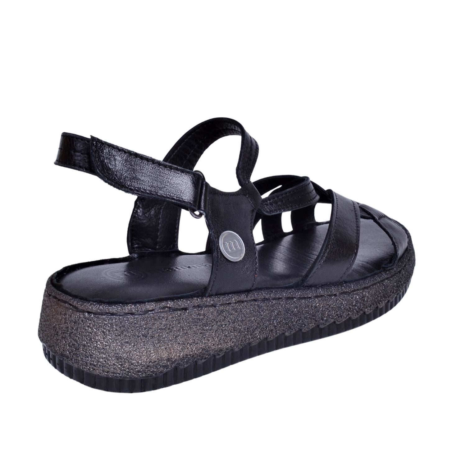 Mammamia D23YS-1150 Kadın Siyah Deri Sandalet