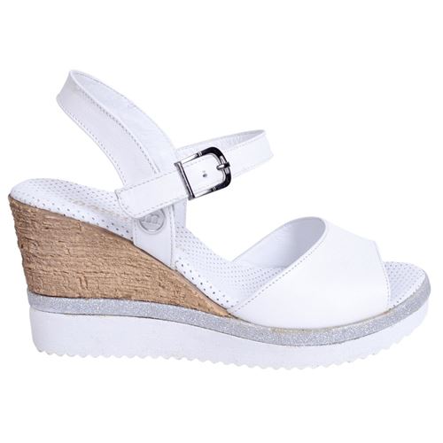 Mammamia D23YS-1110 Kadın Beyaz Deri Sandalet