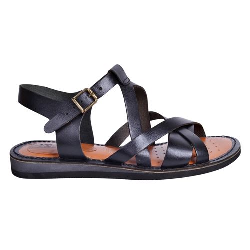Moda 65 Kadın Siyah Deri Sandalet