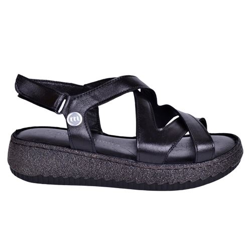 Mammamia D23YS-1160 Kadın Siyah Deri Sandalet