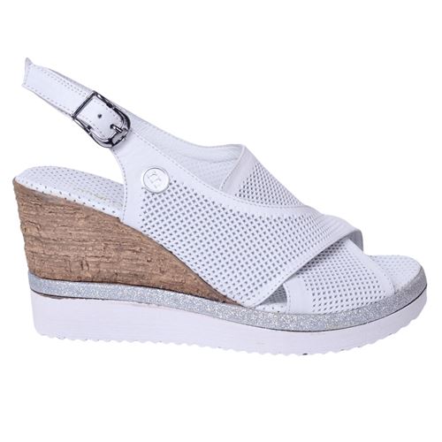 Mammamia D24YS-1430 Beyaz Kadın Deri Sandalet