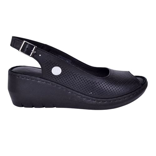 Mammamia D24YS-1370 Siyah Kadın Deri Sandalet